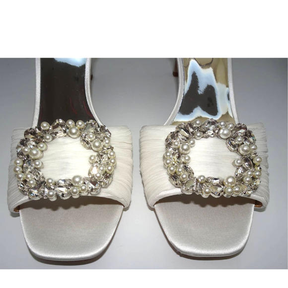 Badgley Mischka Women's Nina Heeled Sandal 11 White Satin - Picture 6 of 15